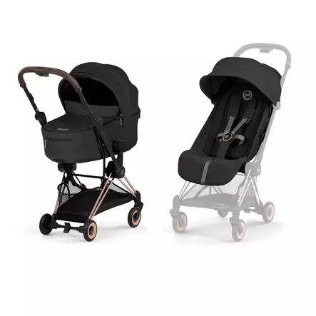 Cybex Coya Comfort rattaat ja vaunukoppa Rosegold, Sepia Black. - Matkarattaat ja lastenrattaat - 526000177 - 1