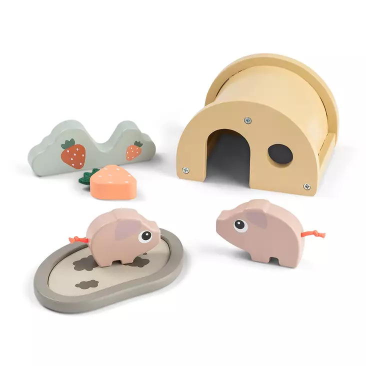 Done By Deer Tiny Farm Playset Pigee Colour Mix. - Puulelut - 4654027 - 1
