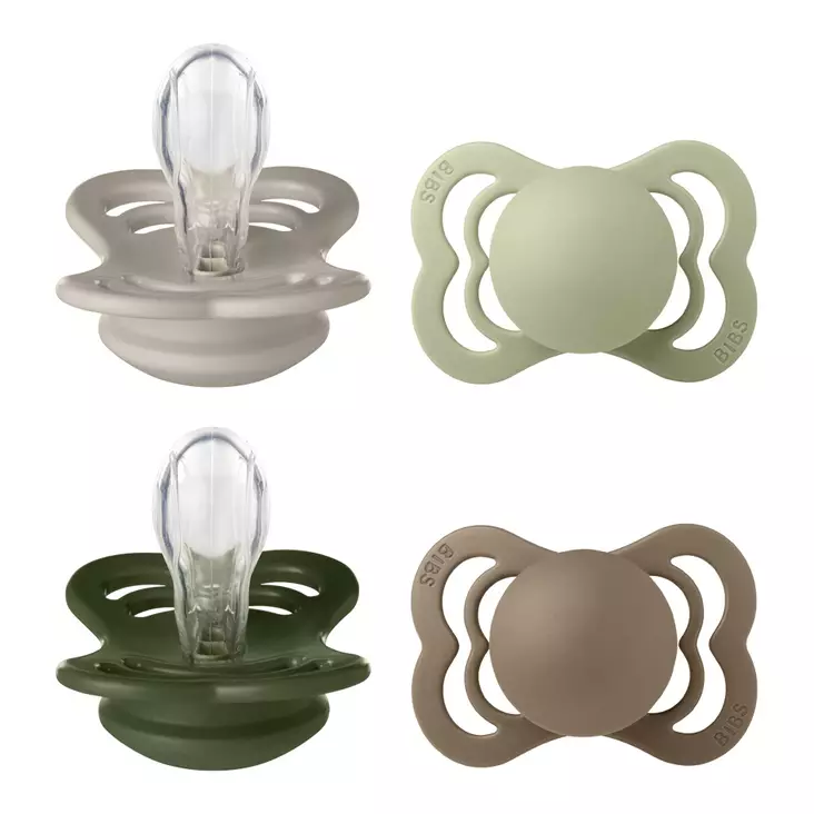 Bibs Supreme 4-pack silicone 0-6kk Sand/Sage/Hunter Green/Dark Oak - Tutit ja tuttinauhat - 160437 - 1