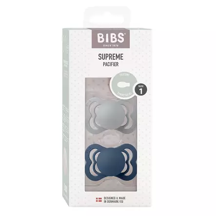 Bibs Supreme silikonitutti 2 kpl 0-6kk, Cloud/Steel Blue pakkaus. - Tutit ja tuttinauhat - 160348 - 2