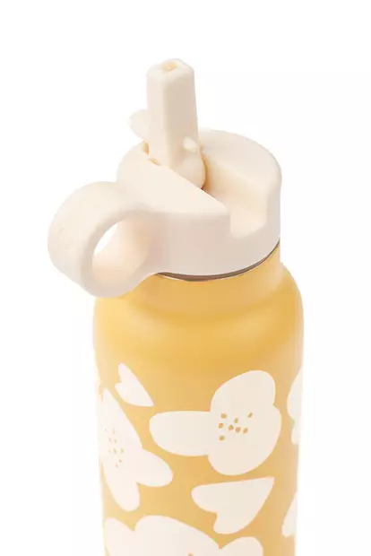 Liewood juomapullo Falk 350 ml Flower/Lemon yellow, sporttikorkilla. - Juomapullot ja pillipullot - 19617-2608 - 2
