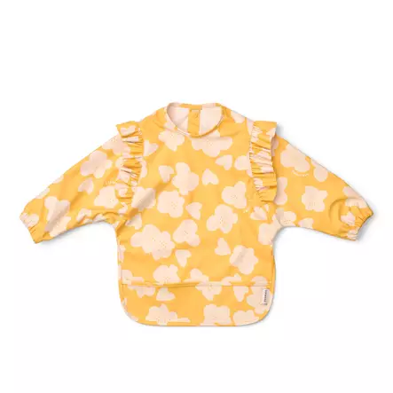 Liewood Merle Ruffle ruokalappu hihoilla Flower/Lemon yellow. - Ruokalaput - 20321-2608 - 1