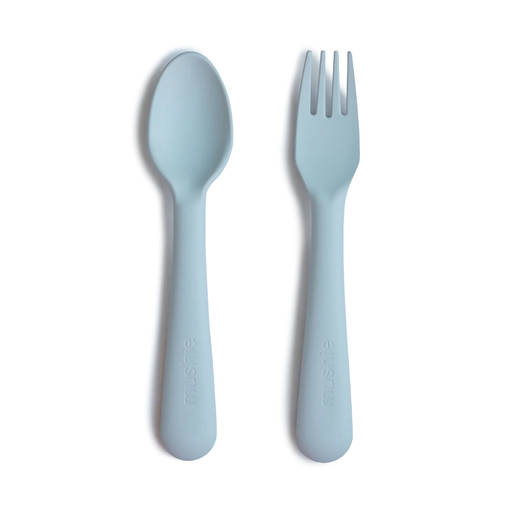 Mushie aterimet v=C3=A4riss=C3=A4 Powder Blue. - Ensilusikat ja lasten aterimet - 2380228 - 1