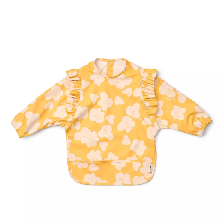 Liewood Merle Ruffle ruokalappu hihoilla Flower/Lemon yellow. - Ruokalaput - 20321-2608 - 1