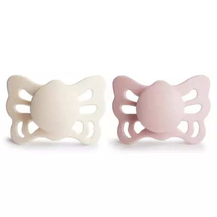 Silikonitutti Frigg Butterfly 2 pack Size 1, Cream/Blush edestä. - Tutit ja tuttinauhat - 100479 - 2
