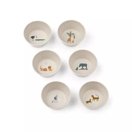 Liewood Cees kulho 6-pack All together sandy -kuosilla. - Lautaset ja kulhot - 19570-1499 - 2
