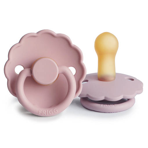 Frigg Daisy luonnonkumitutit v=C3=A4riss=C3=A4 Baby Pink/Soft Lilac. - Tutit ja tuttinauhat - 100459 - 1