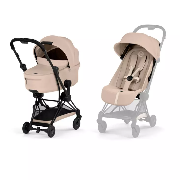 Cybex Coya Comfort rattaat ja vaunukoppa Matt Black, Cozy Beige. - Matkarattaat ja lastenrattaat - 526000189 - 1