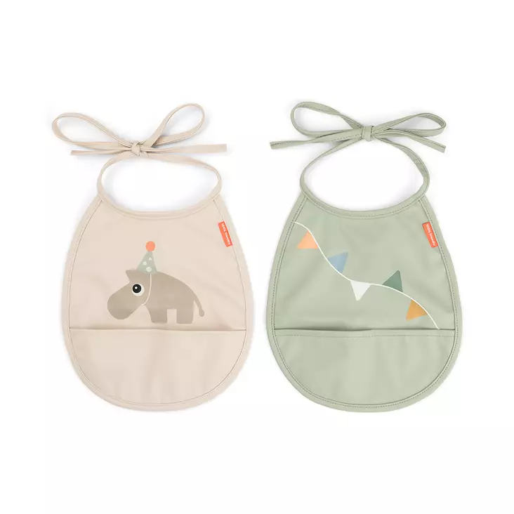 Done By Deer Tiny pocket bib 2pack Celebration Sand - Ruokalaput - 1343439 - 1