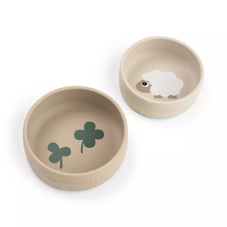 Done By Deer silikonikulhot 2-pack Sheepy Sand - Lautaset ja kulhot - 1869679 - 1