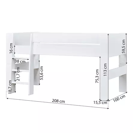 Hoppekids Pure puolikorkeamoduuli White mitat - Sängyt - 31-6131-82-09A - 2