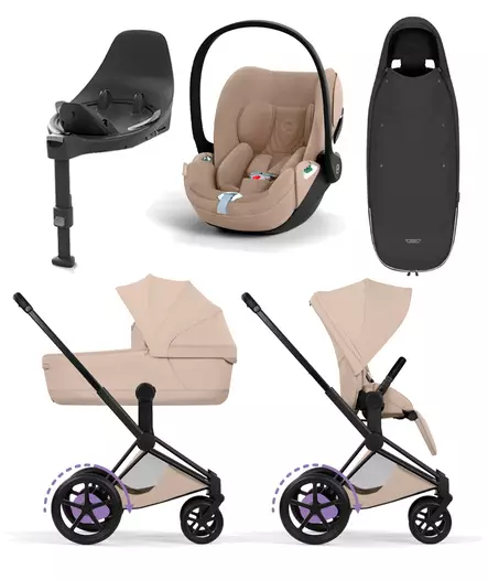 Cybex ePriam Style starttipaketti Matt Black, Cozy Beige. - Lastenvaunut ja yhdistelmävaunut - 526000211eSTAMBCB - 1