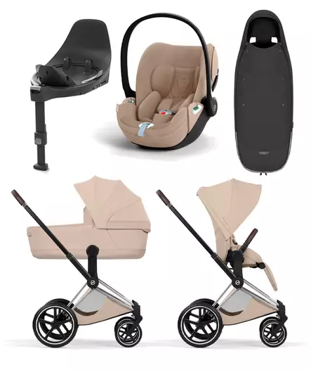 Cybex Priam Style starttipaketti Chrome/Brown, Cozy Beige. - Lastenvaunut ja yhdistelmävaunut - 526000201STACBCB - 1