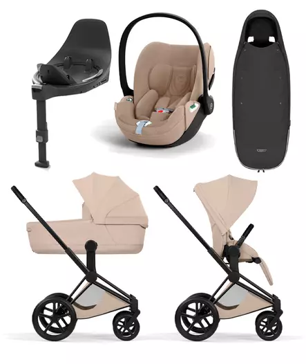 Cybex Priam Style starttipaketti Matt Black, Cozy Beige. - Lastenvaunut ja yhdistelmävaunut - 526000211STAMBCB - 1