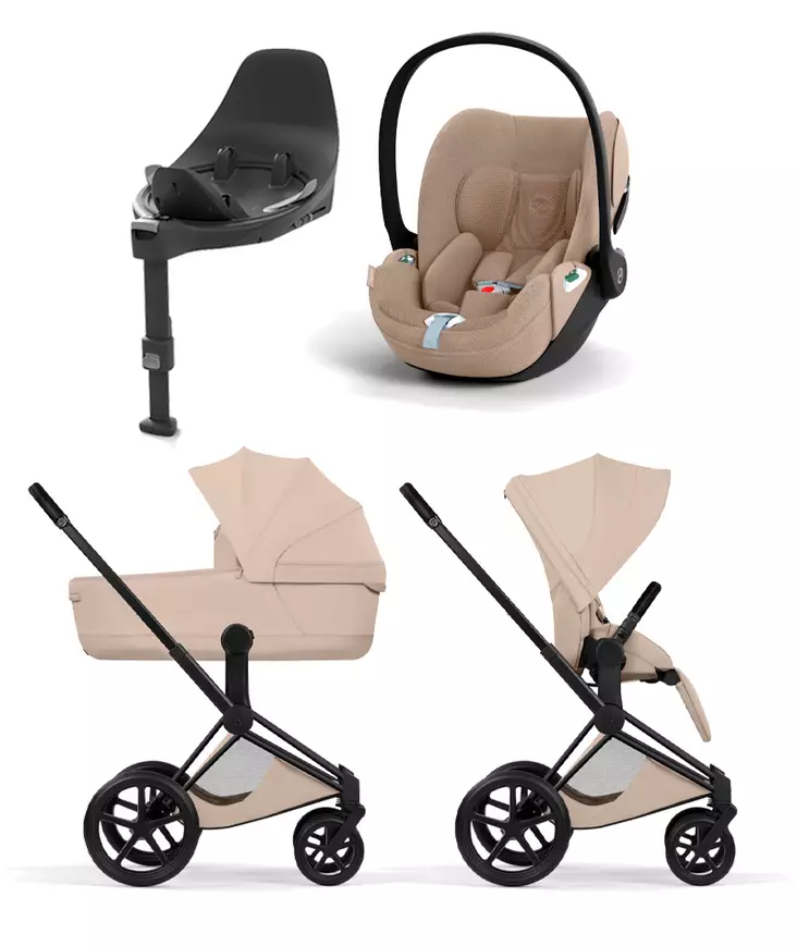 Cybex Priam Style starttipaketti Matt Black, Cozy Beige. - Lastenvaunut ja yhdistelmävaunut - 526000211STAMBCB - 1