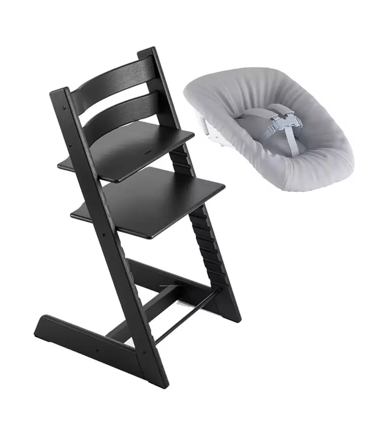 Paketissa on Oak Black Stokke Tripp Trapp sy=C3=B6tt=C3=B6tuoli ja New=
born Set - Stokke Tripp Trapp tuotteet - 100140NB - 1