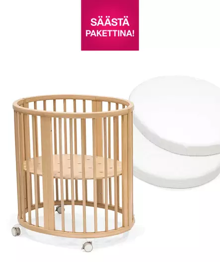 Stokke Sleepi Mini V3 pinnasänky Natural sekä patja ja lakana. - Stokke Sleepi tuotteet - 591301bund - 1