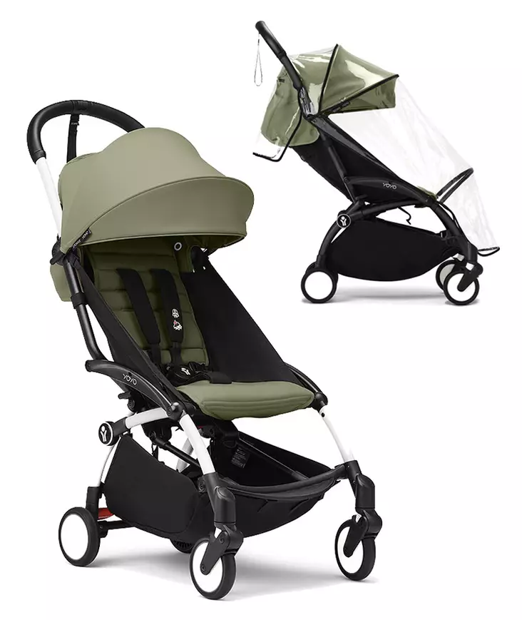 Stokke YoYo3 matkarattaat White-Olive sadesuojalla. - Matkarattaat ja lastenrattaat - 646001rat11bund - 1