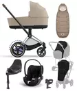 Cybex ePriam 4 starttipaketti lisävarusteilla, Chrome Brown, Cozy Beige. - Lastenvaunut ja yhdistelmävaunut - 521002349STAbCBE - 1