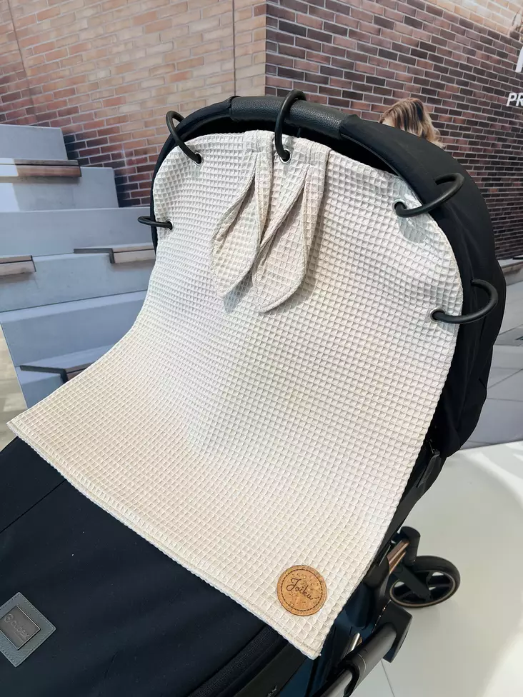 Vaunuverho JoiKu Bunny Beige, vohvelikangas. - Vaunuverhot ja kiinnitysrenkaat - JOIVVBUBE - 1