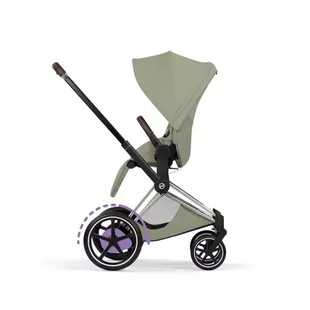 Cybex ePriam Style lastenrattaat Chrome/Brown, Sage Green, kasvot työntäjää kohti. - Lastenvaunut ja yhdistelmävaunut - 526000201eRATCBSG - 2