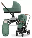Cybex Priam 4 vaunut ja lämpöpussi Chrome/Brown, Leaf Green. - Lastenvaunut ja yhdistelmävaunut - 521002319YFMLG - 1