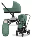 Cybex Priam 4 vaunut ja lämpöpussi Chrome/Black, Leaf Green. - Lastenvaunut ja yhdistelmävaunut - 521002325YFMLG - 1