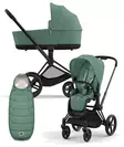 Cybex Priam 4 vaunut ja lämpöpussi Matt Black, Leaf Green. - Lastenvaunut ja yhdistelmävaunut - 521002331YFMLG - 1