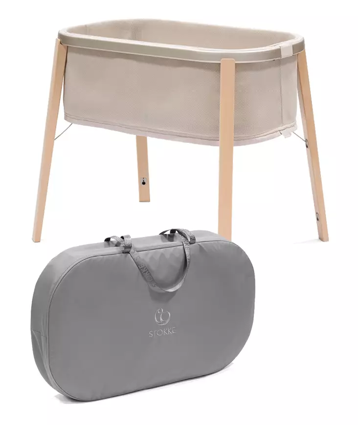 Stokke Snoozi s=C3=A4nky ja kuljetuslaukku Sandy Beige. - Pinnasängyt ja lastensängyt - 629601pak - 1
