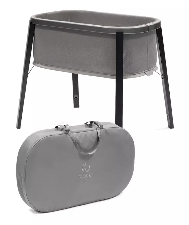 Stokke Snoozi s=C3=A4nky ja kuljetuslaukku Graphite Grey. - Pinnasängyt ja lastensängyt - 629602pak - 1