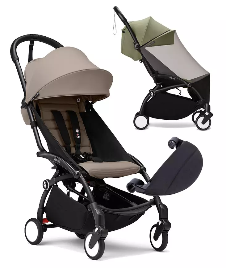 Stokke YoYo3 matkarattaat paketti Taupe, hyönteissuoja ja jalkatuki. - Matkarattaat ja lastenrattaat - 646002PAK - 1