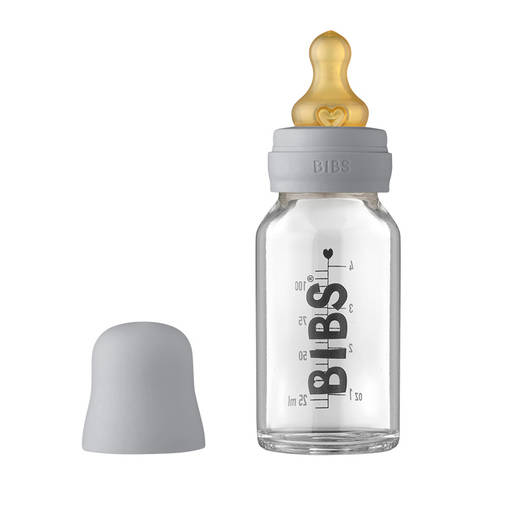 Bibs baby glass bottle 110 ml v=C3=A4riss=C3=A4 cloud. - Tuttipullot ja pullotutit - BIBGB110CL - 1