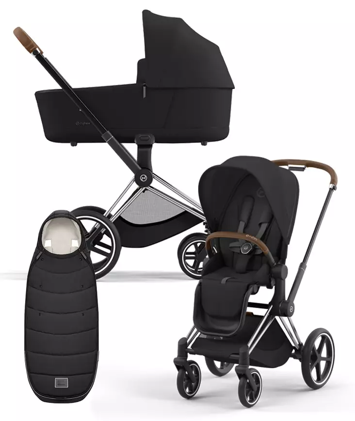 Cybex Priam 4 vaunut ja lämpöpussi Chrome/Brown, Sepia Black. - Lastenvaunut ja yhdistelmävaunut - 521002319YFMSBL - 1