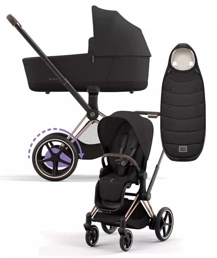 Cybex ePriam 4 vaunut ja lämpöpussi Rosegold, Sepia Black. - Lastenvaunut ja yhdistelmävaunut - 521002337eYFMSBL - 1