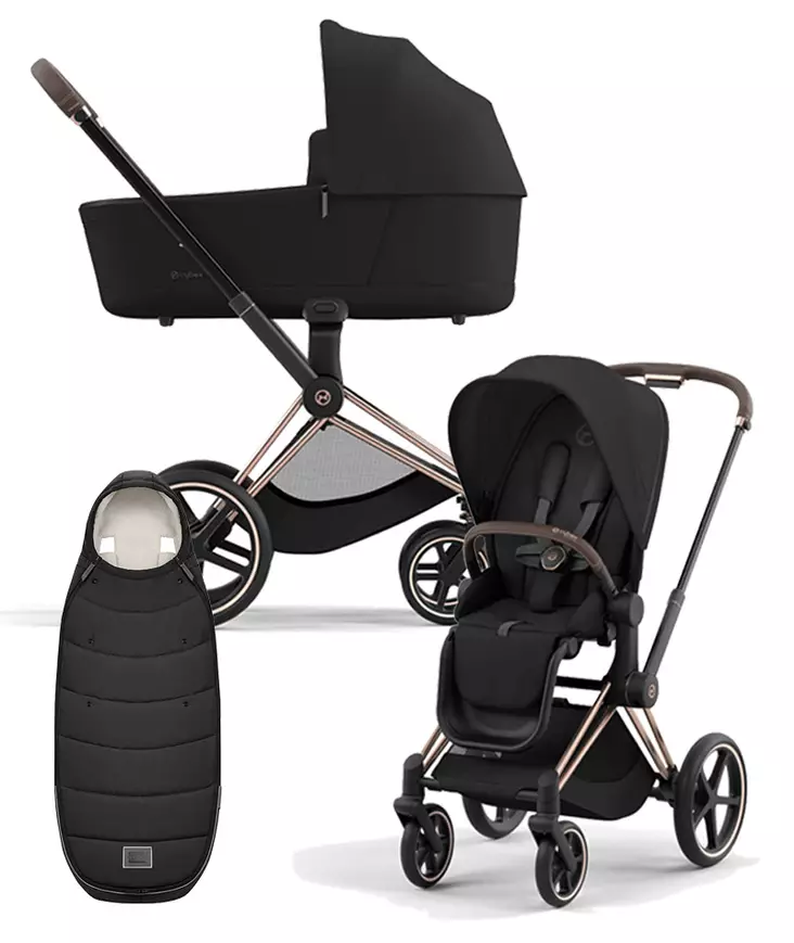 Cybex Priam 4 vaunut ja lämpöpussi Rosegold, Sepia Black. - Lastenvaunut ja yhdistelmävaunut - 521002337YFMSBL - 1