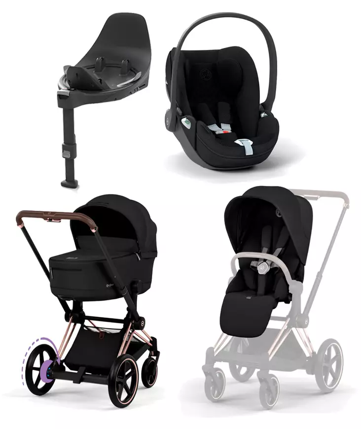Cybex ePriam Comfort starttipaketti Rosegold/Sepia Black. - Lastenvaunut ja yhdistelmävaunut - 526000041STACLTPL - 1