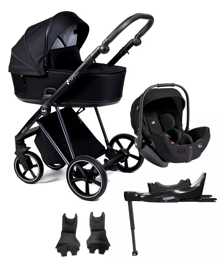 Nord Active LUX starttipaketti Chrome/Black Grip, Caviar Black. - Lastenvaunut ja yhdistelmävaunut - 287147STA4LEVpro - 1