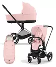 Cybex Priam 4 vaunut ja lämpöpussi Chrome/Black, Peach Pink. - Lastenvaunut ja yhdistelmävaunut - 521002325YFMPP - 1
