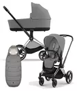 Cybex Priam 4 vaunut ja lämpöpussi Chrome/Black, Mirage Grey. - Lastenvaunut ja yhdistelmävaunut - 521002325YFMMGR - 1