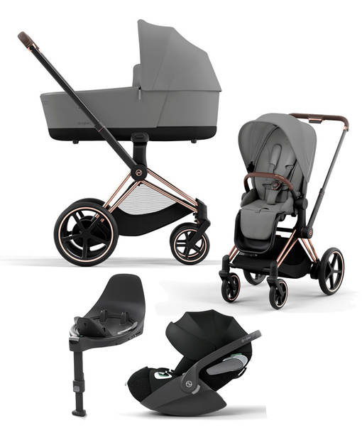 Cybex ePriam starttipaketti Rosegold rungolla v=C3=A4riss=C3=A4 Mirage=
 Grey. - Lastenvaunut ja yhdistelmävaunut - 521002337eSTAMGR - 1
