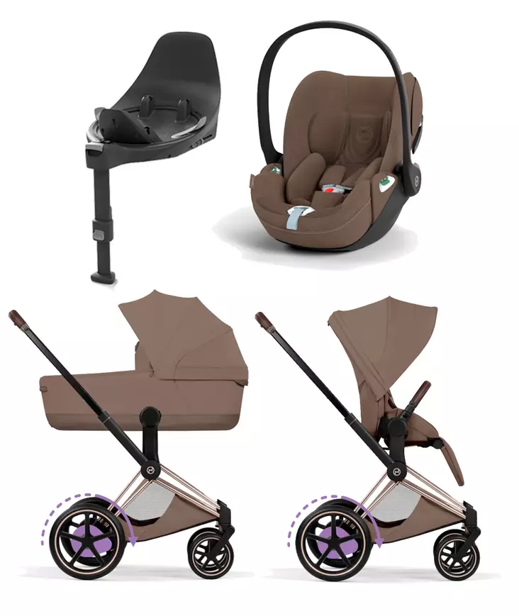 Cybex ePriam Style starttipaketti Champagne, Coconut Brown. - Lastenvaunut ja yhdistelmävaunut - 526000221eSTAMCHBR - 1
