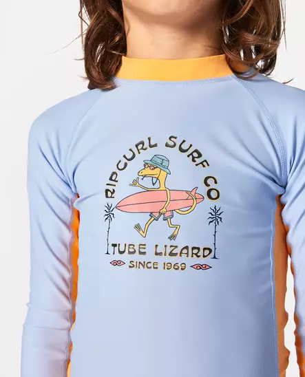 Rip Curl Grom Energy UV-paita Ice Blue, edessä prinntipainatus. - Uima-asut ja uv-vaatteet - TO5TRV - 2